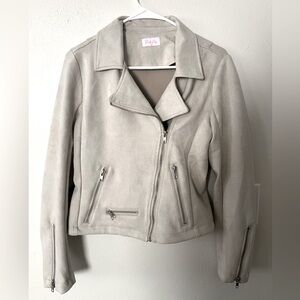 NWOT PINK LILY Beige Faux Suede Women’s Moto Jacket-Never Worn. Size SMALL
